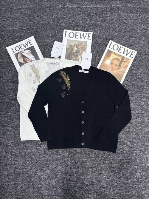 Dior Sparkling Dotted Diamond Pattern Open Cardigan