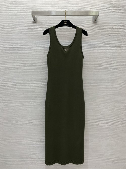 Prada Prada Elastic Knit Dress with Metal Logo