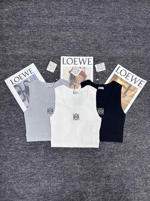 Loewe Embroidered Logo Cropped Vest, Elegant and Versatile for Matching