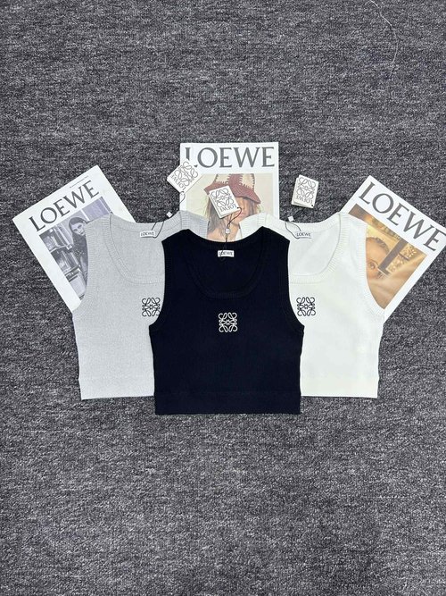 Loewe Embroidered Logo Cropped Vest, Elegant and Versatile for Matching