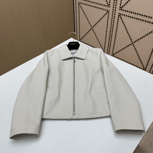 Hermes Luxury Genuine Leather Coat with Custom Oil Edge Craftsmanship