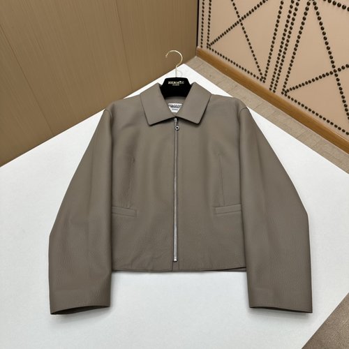 Hermes Luxury Genuine Leather Coat with Custom Oil-Edge Craftsmanship
