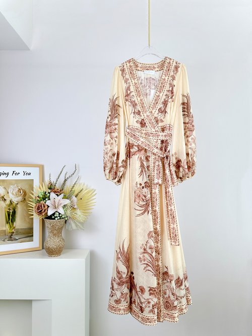 Versace WAVERLY Cotton Wrap Dress with Printed Pattern