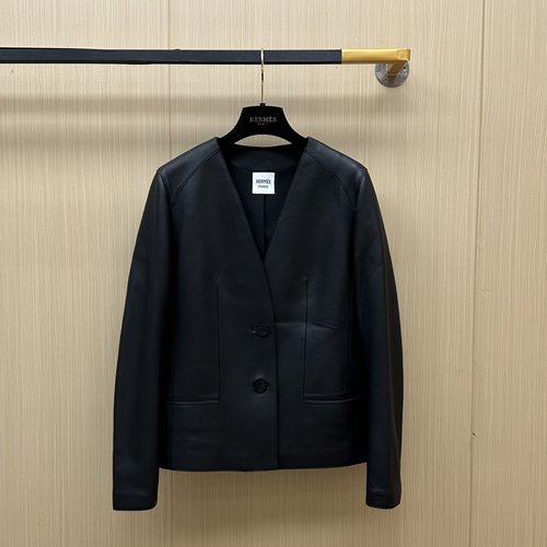 Hermes Luxury Leather Jacket with Custom Oil-Edge Craftsmanship