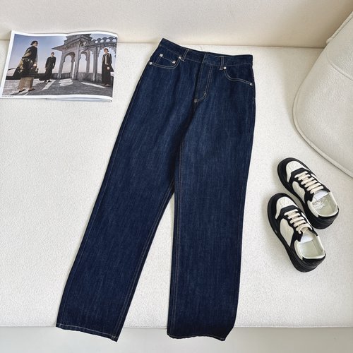 Dior Stylish Cuffed Denim Trousers with Vintage Finish