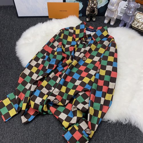 Louis Vuitton LVERS United Series Color Checkered Logo Long Sleeve Shirt