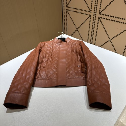 Hermes Luxury Quilted Lambskin Leather Jacket with 3D Tailoring