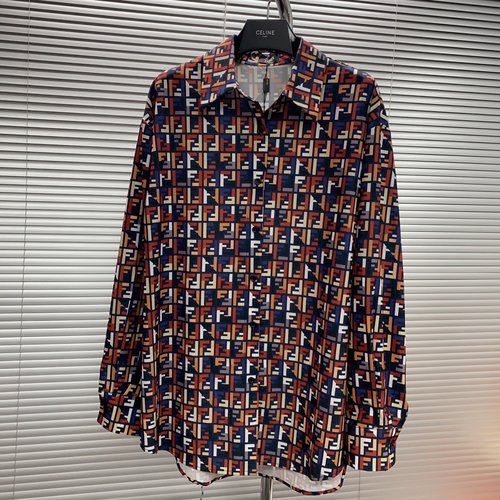 Dior Italian-Style FF Printed Plaid Shirt, Available in Black or White