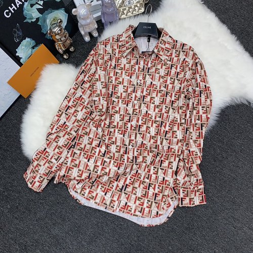 Dior Italian-Style FF Printed Plaid Shirt, Available in Black or White