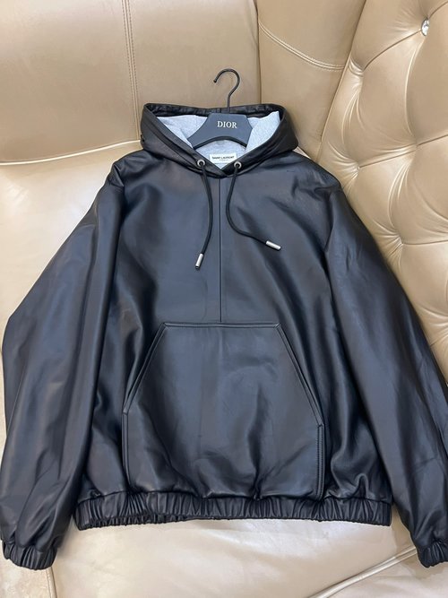 Yves Saint Laurent Exclusive Original - Style Hooded Soft Leather Jacket