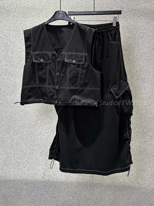 Dior Timeless V-Neck Vest and Work Dress Set with Stitching Details