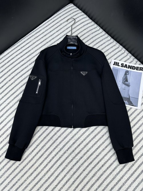 Prada Classic Triangular Logo Flight Jacket: Timeless Elegance