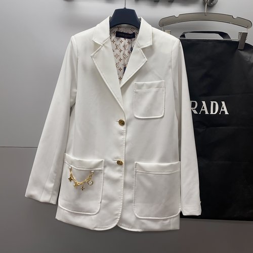 Louis Vuitton Stylish Dark Series Suit Jacket with Chain Decoration and Monogram Lining