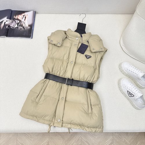 Prada Detachable Sleeve Down Jacket, Classic and Stylish