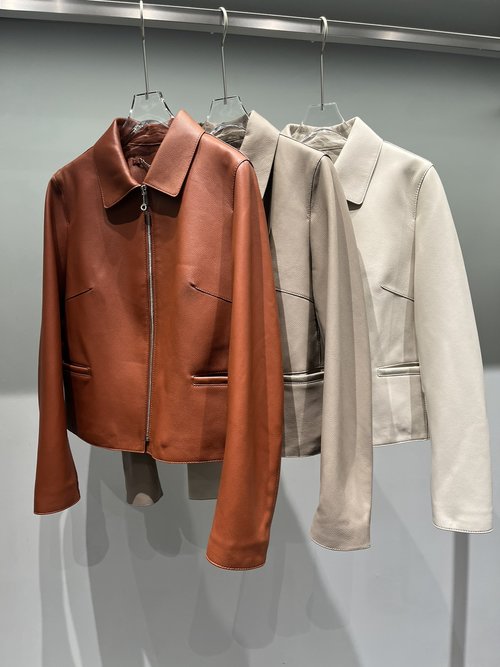 Hermes Slimming Sheepskin Leather Jacket with Simple Style