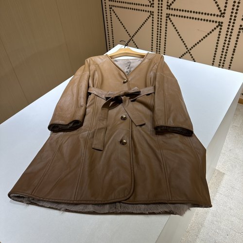 Hermes Classic and Versatile Fur and Leather Trench Coat
