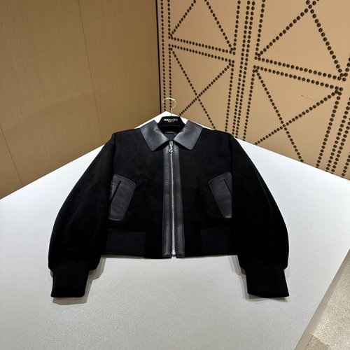 Hermes Luxury Leather Jacket with Custom Oil Edging, Fine Goat Suede, Elegant Style