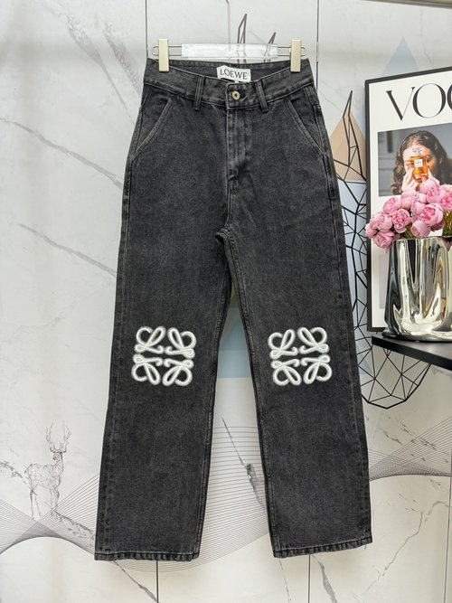 Loewe Classic Straight-Leg Jeans with Embroidered Logo, Double Enzyme Wash