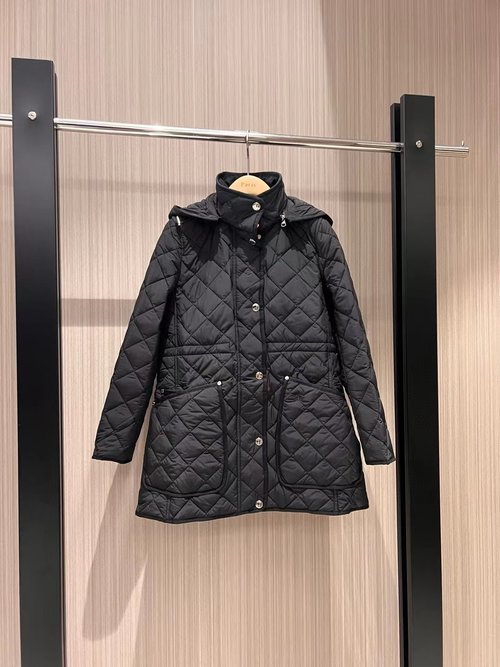 Burberry Cotton Jacket with Detachable Hood and Horse Logo Embroidered