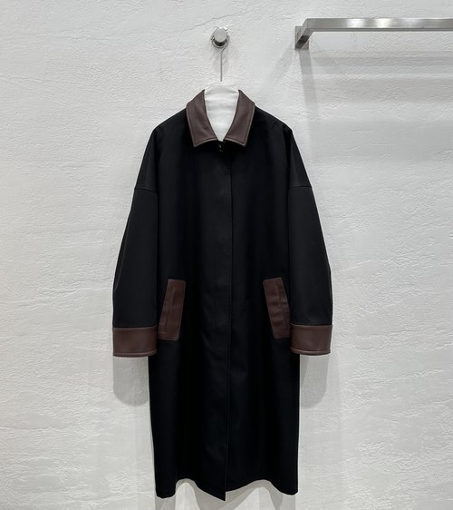 Hermes High-end Runway-inspired Leather-trimmed Trench Coat