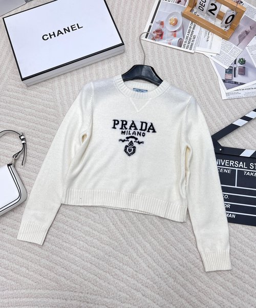 Prada Soft and Versatile Short Logo Sweater