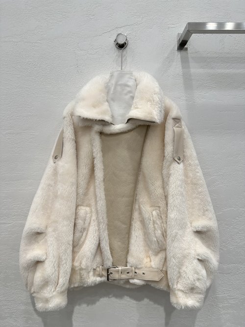 Yves Saint Laurent Exclusive First-Release Punk-Style Imported Baka Fur One-Piece Motorcycle Jacket