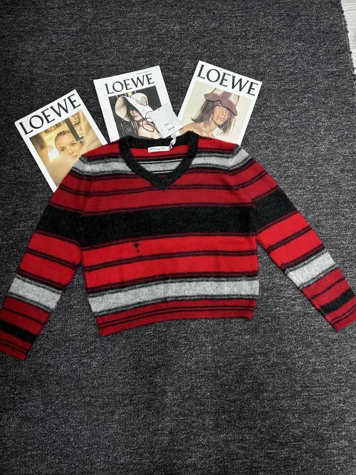 Dior Celebrity - Style Mohair Knit with Color Blocking