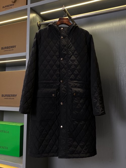 Burberry Sophisticated Lightweight Quilted Windproof Coat with B-shaped Patch from Classic Collection