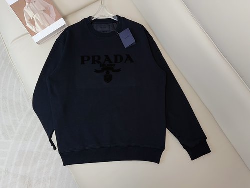 Prada Customized Cotton Fleece Hoodie with Toothbrush Embroidery Logo