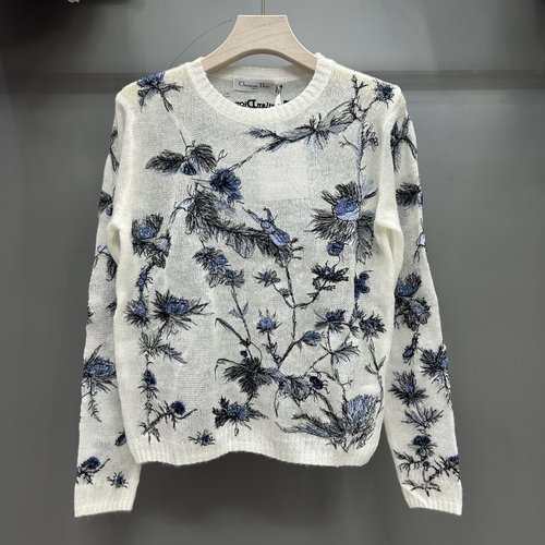 Dior Knitted Long Sleeve with Exquisite Embroidered Flowers
