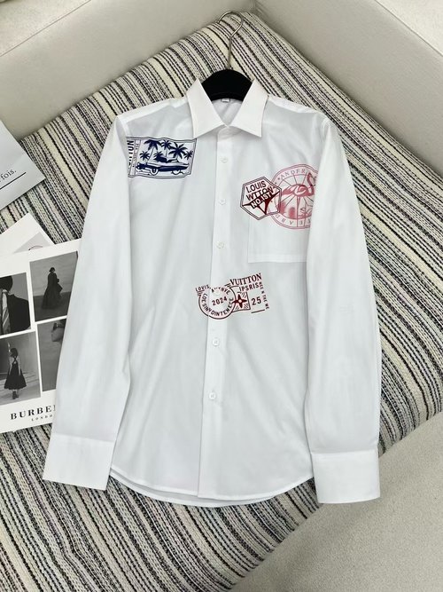 Louis Vuitton Custom YB Material Printed Shirt, Minimalist Style, All-Match Colors