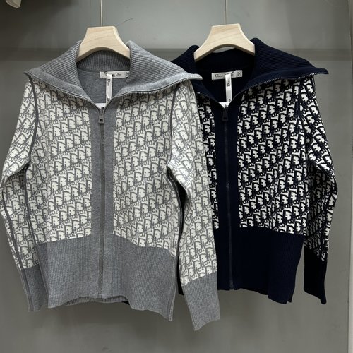 Dior Knit Zip - Up Cardigan, Double - sided and Stylish in Appearance