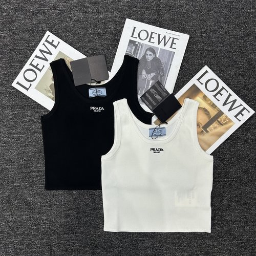 Prada Embroidered Letter Casual Sports Vest, Versatile Design