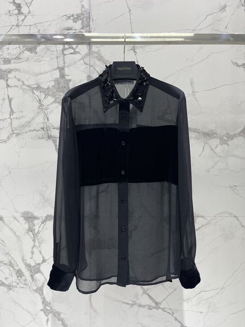 Valentino Spliced Semi-transparent Shirt, Elegant and Versatile