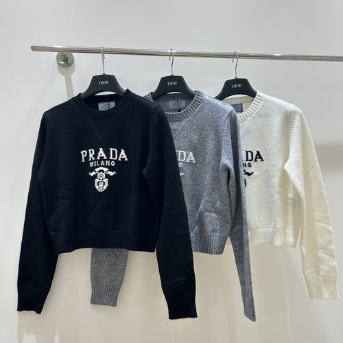 Prada New Sweater: Logo Embellished Pullover, Soft and Stylish