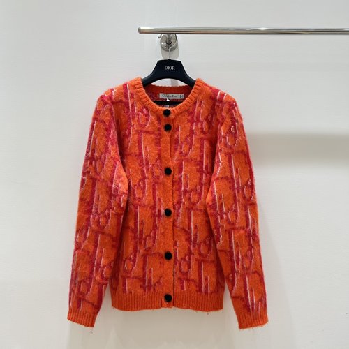 Dior Stylish and Comfortable Letter - Embellished Mohair Knit Cardigan