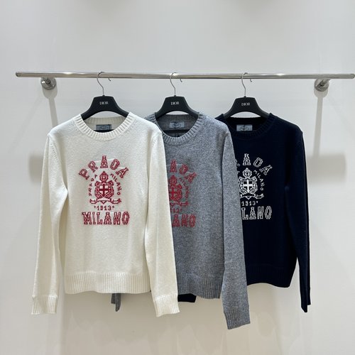 Prada Knit Sweater with Logo Jacquard, Classic and Adaptable