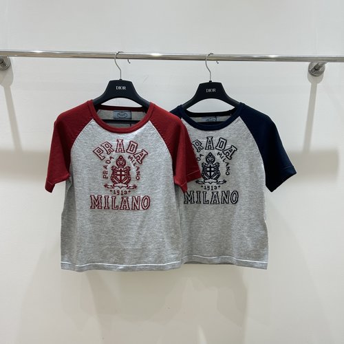 Prada Versatile Round-Neck Short-Sleeve T-Shirt with Logo Jacquard