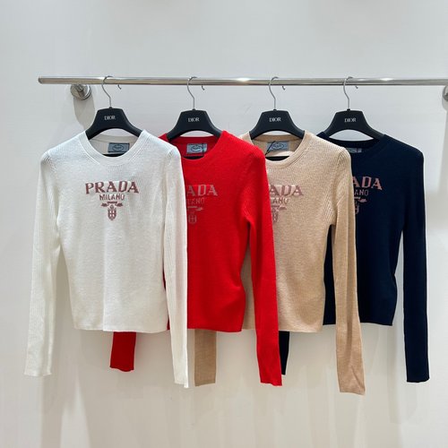 Prada Prada - inspired Four - Color Logo Knit Top
