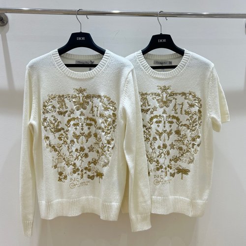 Dior Exquisite Flower Embroidery Short Sleeve for Summer in Dior Style