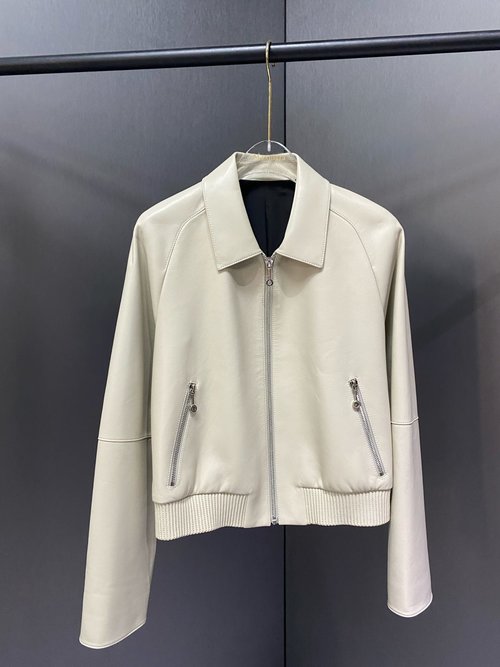 Hermes Classic Jacket with Imported Sheepskin and Original Zipper
