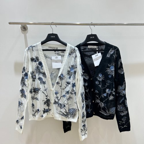 Dior Mohair Embroidered Long-Sleeve Cardigan