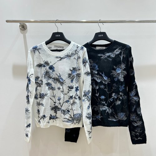 Dior Mohair Embroidered Long-Sleeve Sweater