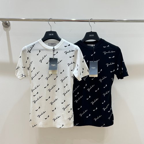 Fendi Fashionable All-Over Letter Print Short Sleeve Shirt