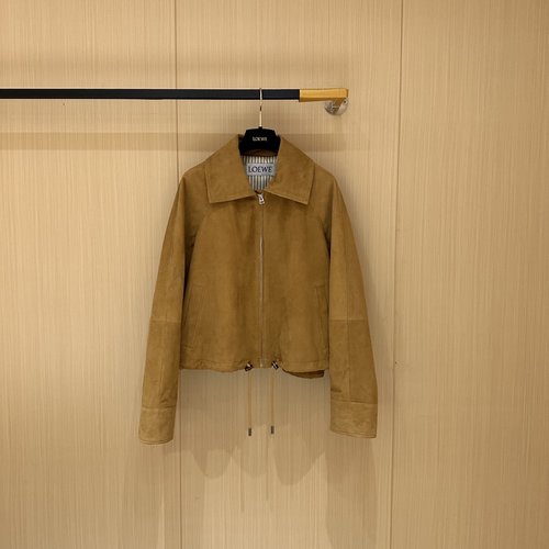 Loewe Stylish Single Leather Coat Made of Imported Suede Sheepskin