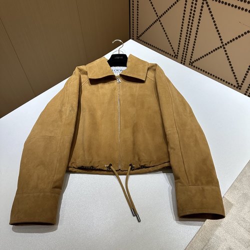 Loewe Stylish Single Leather Coat Made of Imported Suede Sheepskin