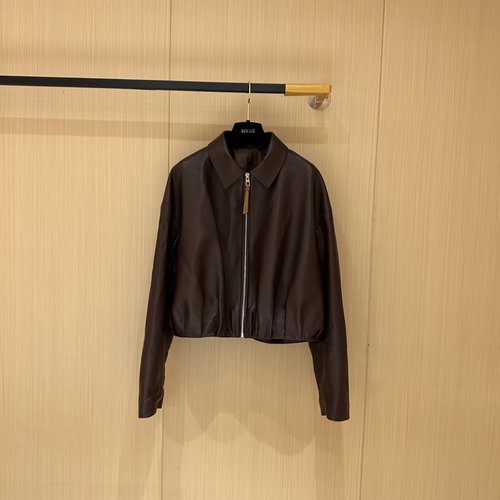 Loewe Stylish Single Leather Jacket Crafted from Imported Lambskin