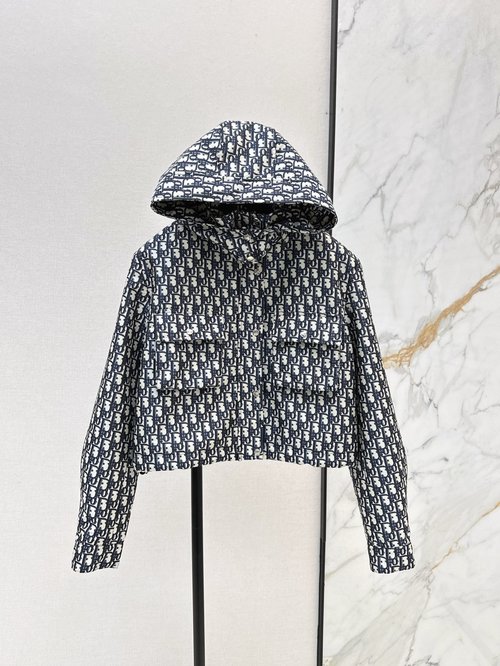 Dior Exclusive Full D Jacquard Hooded Jacket with Two Utility Pockets
