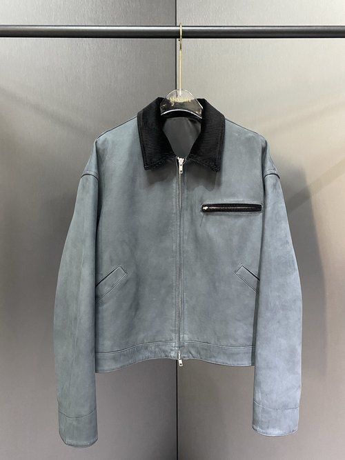 Prada New Leather Jacket in Calfskin Suede
