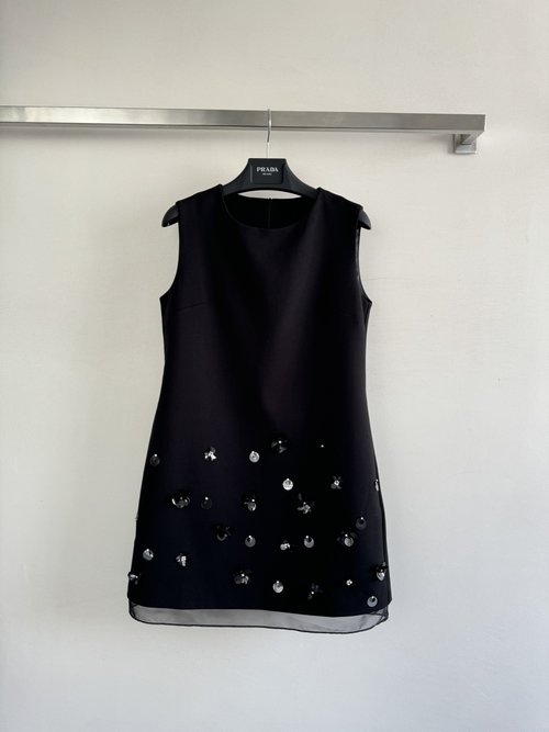 Prada Gorgeous Beaded Sleeveless Dress with Flowers